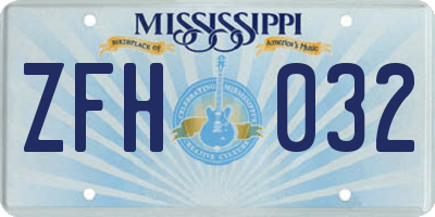 MS license plate ZFH032