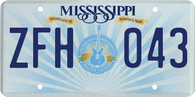 MS license plate ZFH043