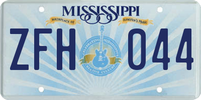 MS license plate ZFH044