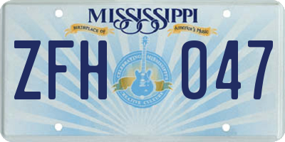 MS license plate ZFH047