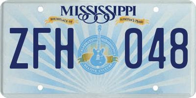 MS license plate ZFH048