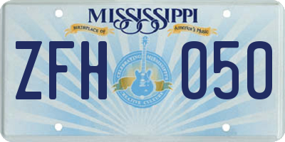 MS license plate ZFH050