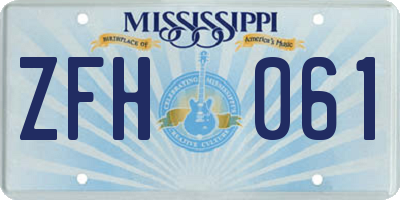 MS license plate ZFH061