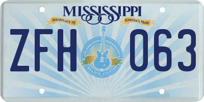 MS license plate ZFH063