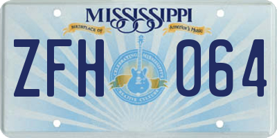MS license plate ZFH064