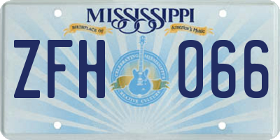 MS license plate ZFH066