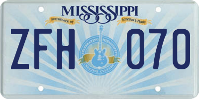 MS license plate ZFH070