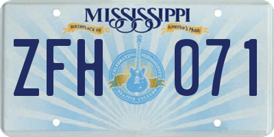 MS license plate ZFH071