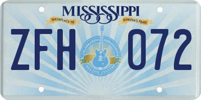 MS license plate ZFH072