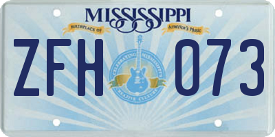 MS license plate ZFH073