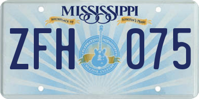 MS license plate ZFH075