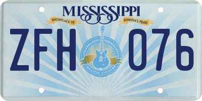 MS license plate ZFH076