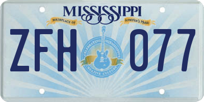 MS license plate ZFH077