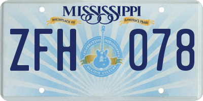 MS license plate ZFH078