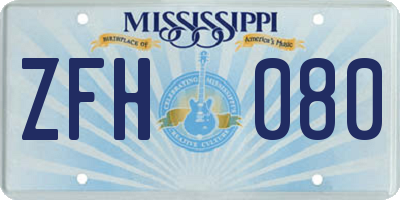 MS license plate ZFH080