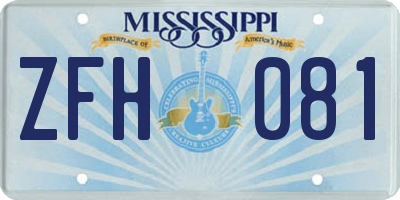 MS license plate ZFH081