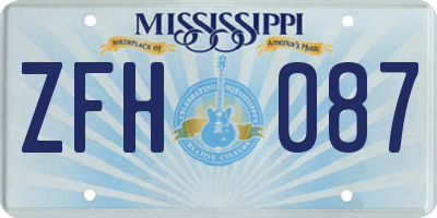 MS license plate ZFH087