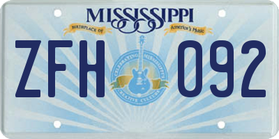 MS license plate ZFH092