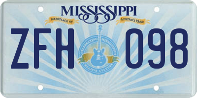 MS license plate ZFH098