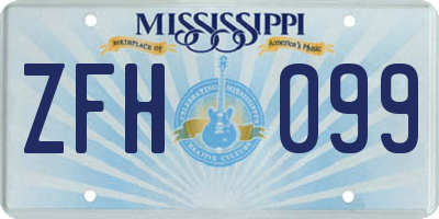 MS license plate ZFH099