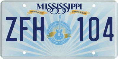 MS license plate ZFH104