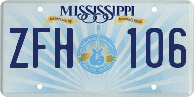 MS license plate ZFH106
