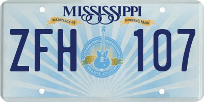 MS license plate ZFH107