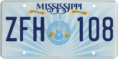 MS license plate ZFH108