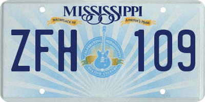 MS license plate ZFH109