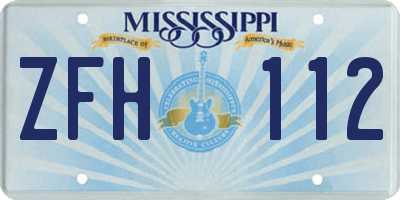 MS license plate ZFH112