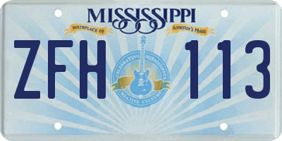 MS license plate ZFH113