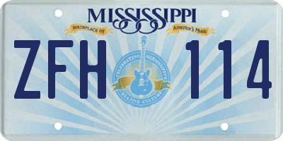 MS license plate ZFH114