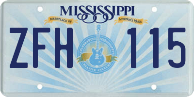MS license plate ZFH115