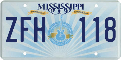 MS license plate ZFH118