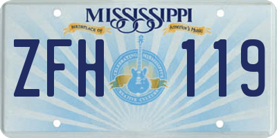 MS license plate ZFH119