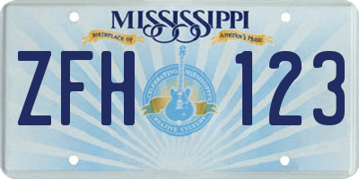 MS license plate ZFH123