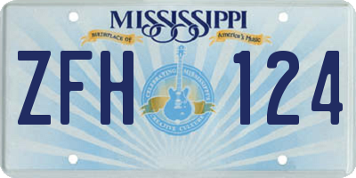 MS license plate ZFH124