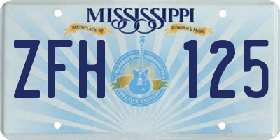 MS license plate ZFH125