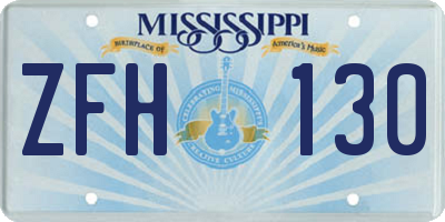 MS license plate ZFH130