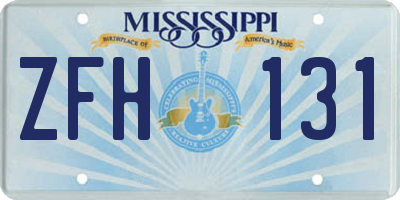 MS license plate ZFH131