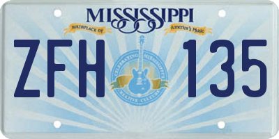 MS license plate ZFH135