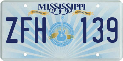 MS license plate ZFH139