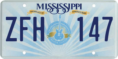 MS license plate ZFH147