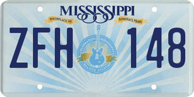 MS license plate ZFH148