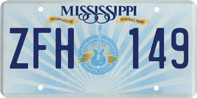 MS license plate ZFH149