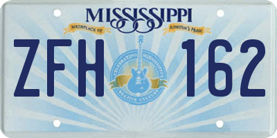 MS license plate ZFH162