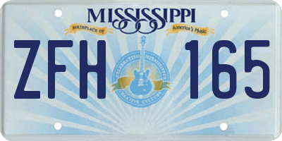 MS license plate ZFH165
