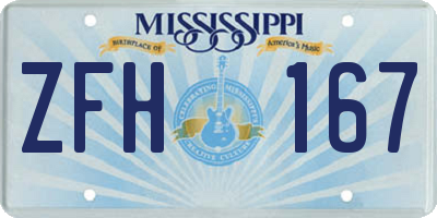 MS license plate ZFH167