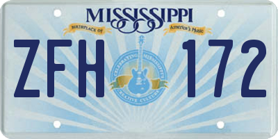 MS license plate ZFH172