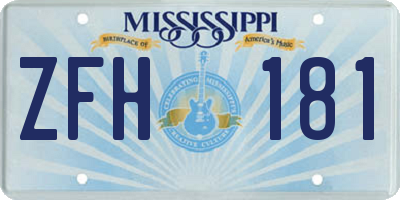 MS license plate ZFH181